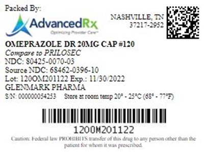 Omeprazole Dr 20mg Cap Qty 120 Ndc 80425 0070